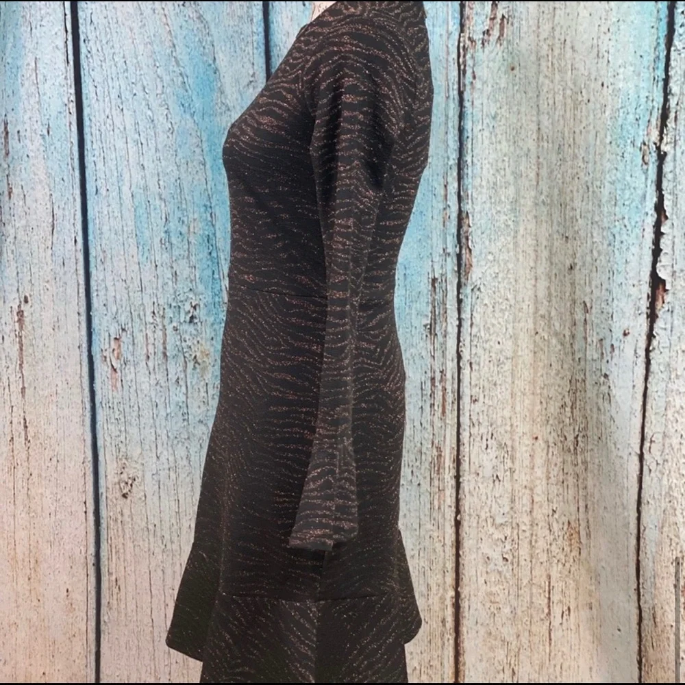 MICHAEL KORS NWT Caramel Animal Print Flounce Trim Dress - Picture 13 of 14